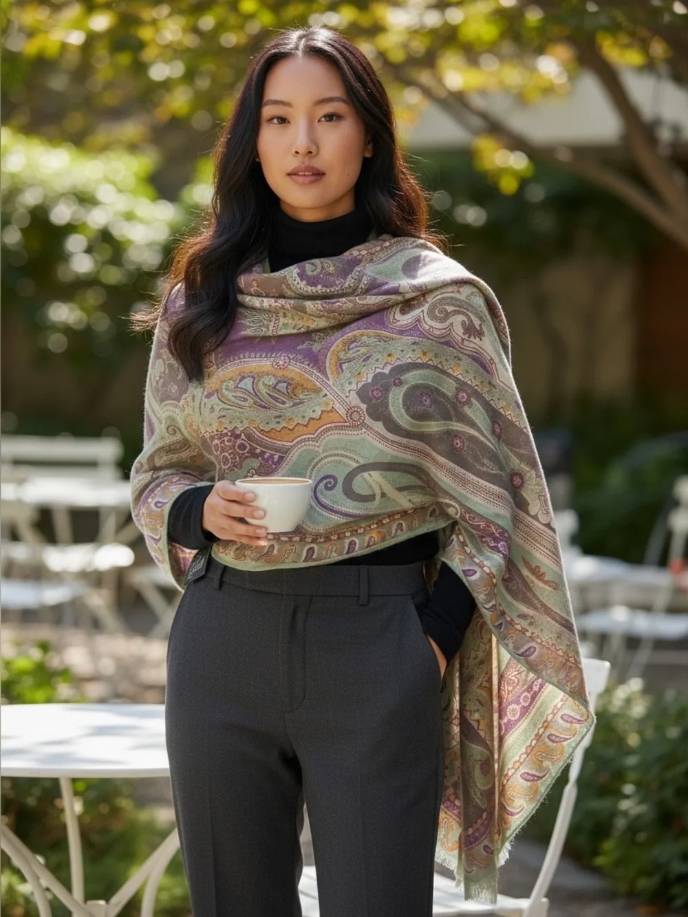Etro Milano Paisley cashmere and silk  large scarf made in Italy